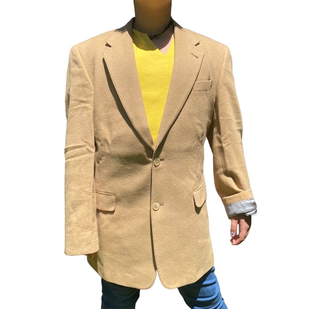 Hart Schaffner Marx Blazer Jacket Men's Size 40 Reg Tan Vintage 70s Camel Hair